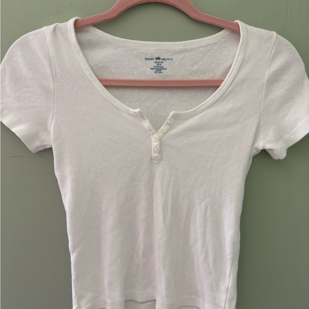 Brandy Melville Zelly White Short Sleeve Tee - like new